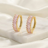 Pink Stone Hoop Earrings