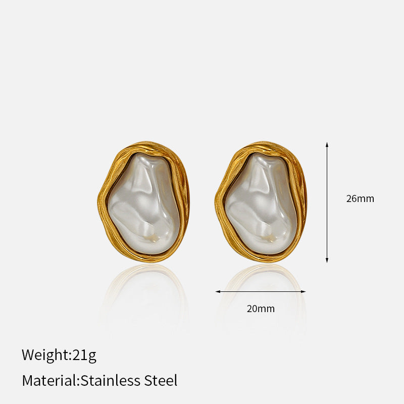 Irregular Pearl Stud Earrings