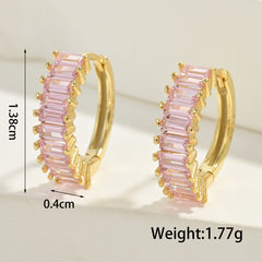 Pink Stone Hoop Earrings