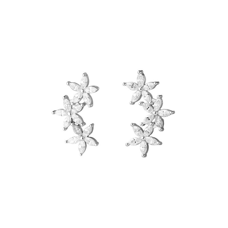 Three-Flower Stud Earrings